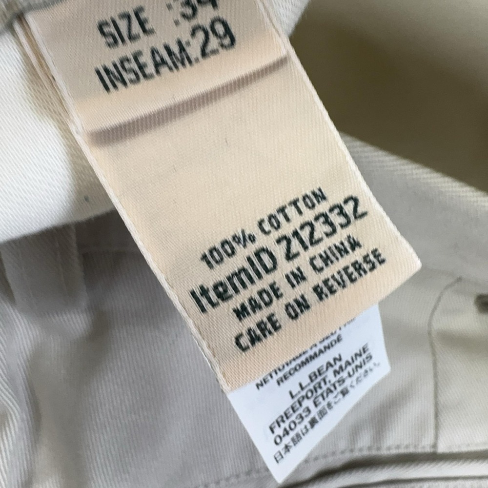LL Bean Pants Mens 34x29 Beige Chino Natural Fit Straight Leg Cotton Casual - Picture 9 of 11